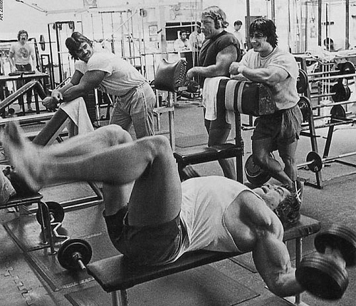 Arnold Schwarzenegger Chest Training Dumbbell Flyes
