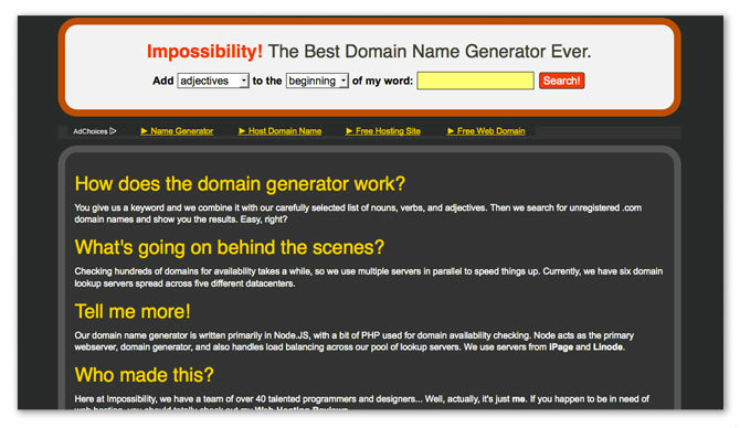Impossibility landing page