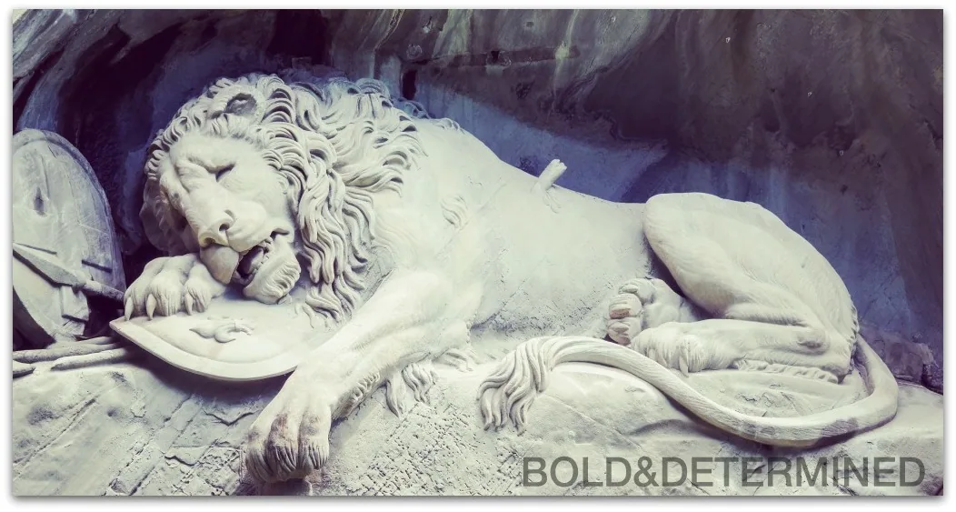 The Lion Monument in Lucerne, a carving of a dying lion